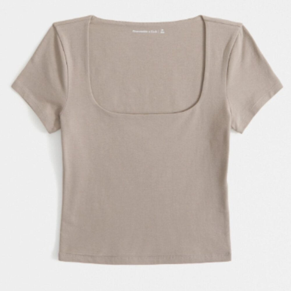 Abercrombie Cotton-Blend Seamless Squareneck Cropped Top NWOT